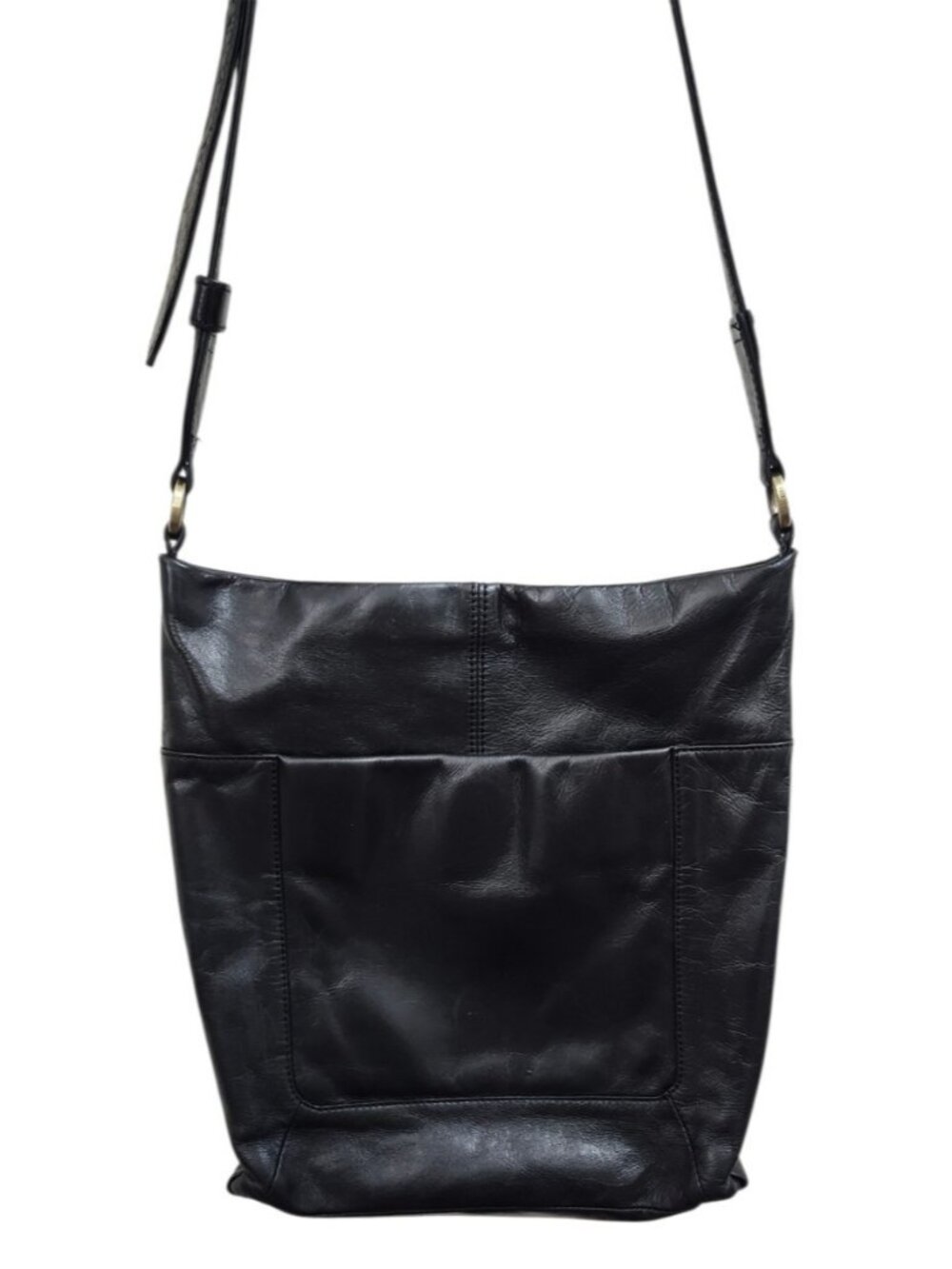 HOBO Black Leather Crossbody Bag Adjustable Strap Soft Leather Boho Minimalist - Picture 5 of 15